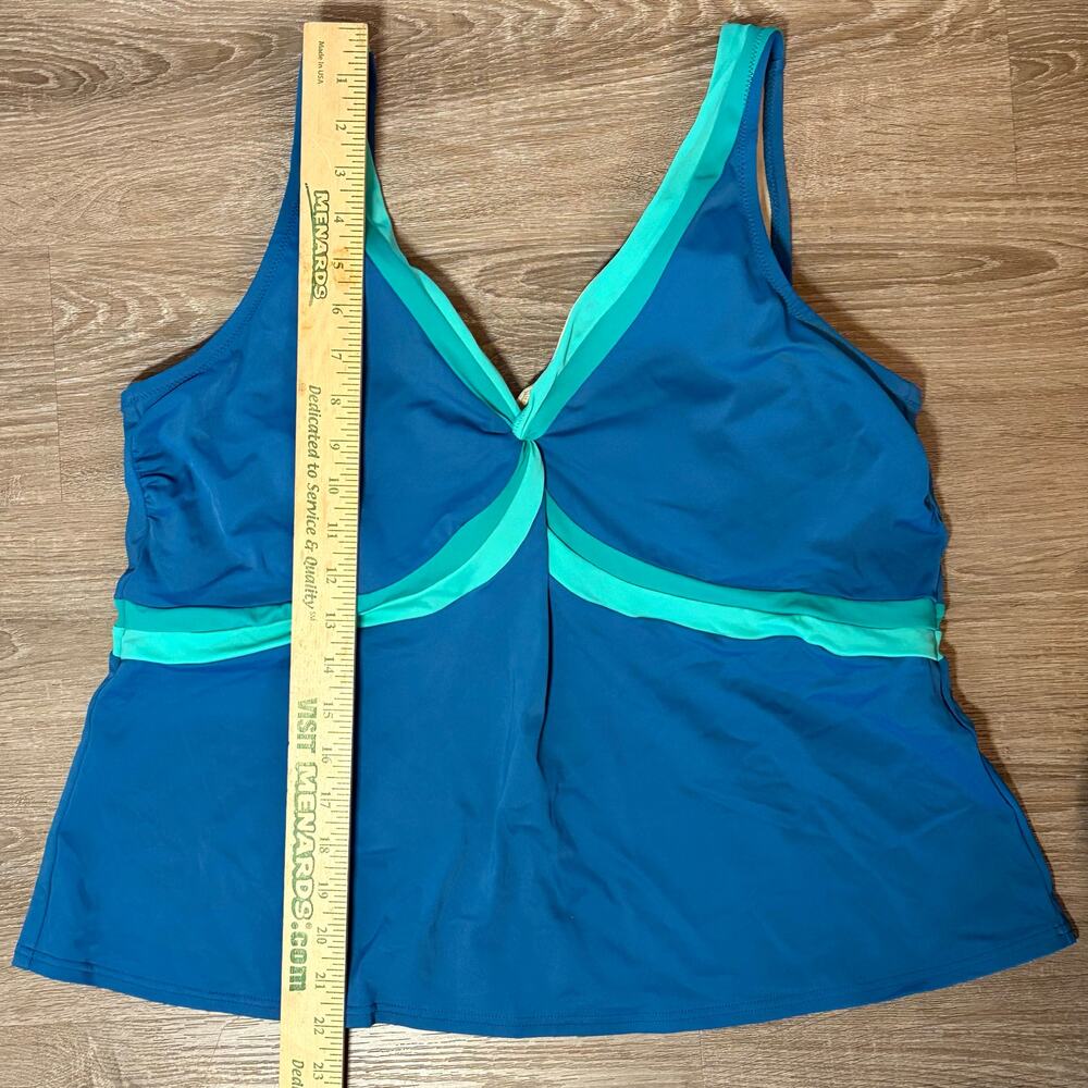 Lands’ End Plus Size Tankini Set 18W 20W Blue Aqua Molded Cup Swim Top Bottom - Picture 10 of 14